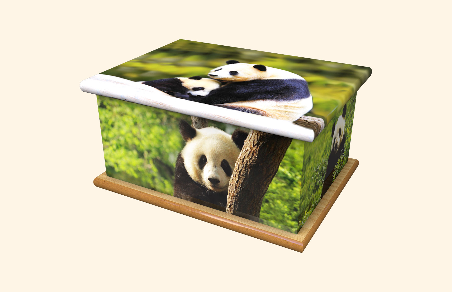Panda Love adult ashes casket